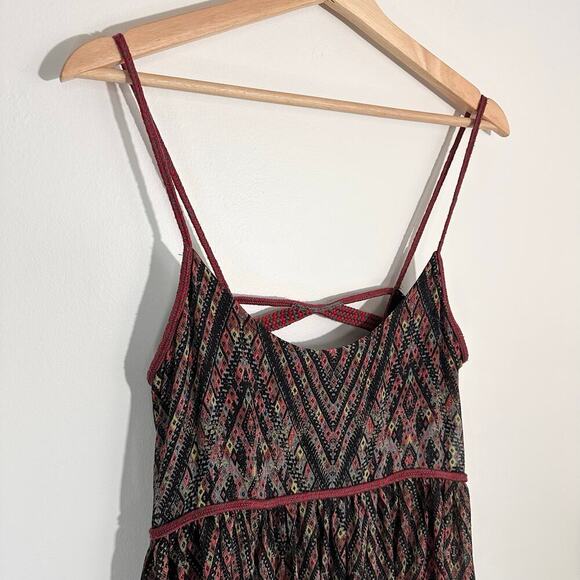 Free People Periscopes in The Sky Mini Babydoll Boho Dress | Red Black | SZ S - Picture 4 of 10